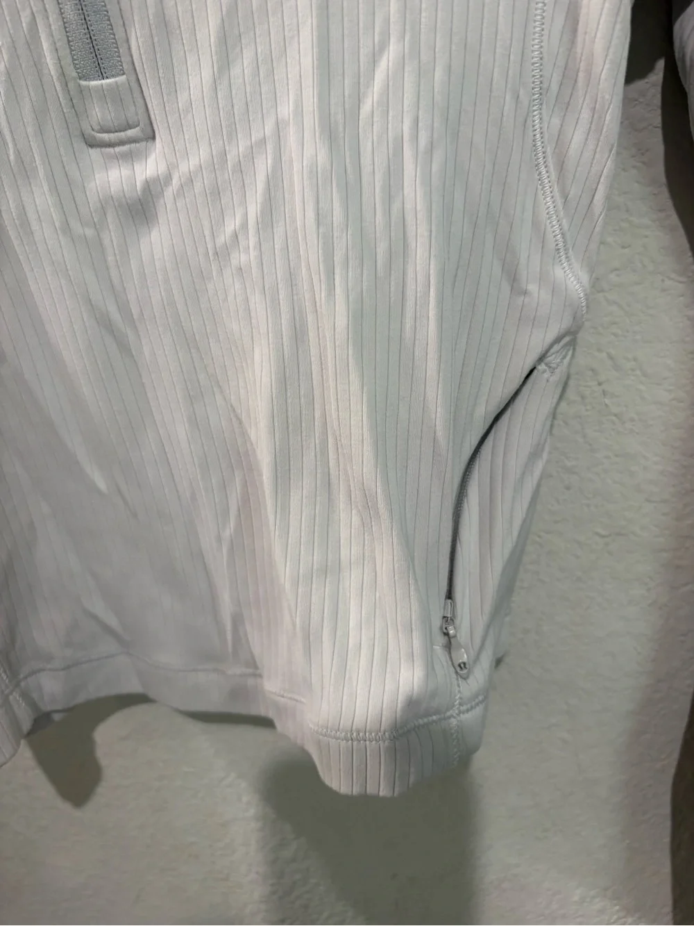 lululemon athletica Light Gray Ribbed Quarter-Zip Crop Pullover